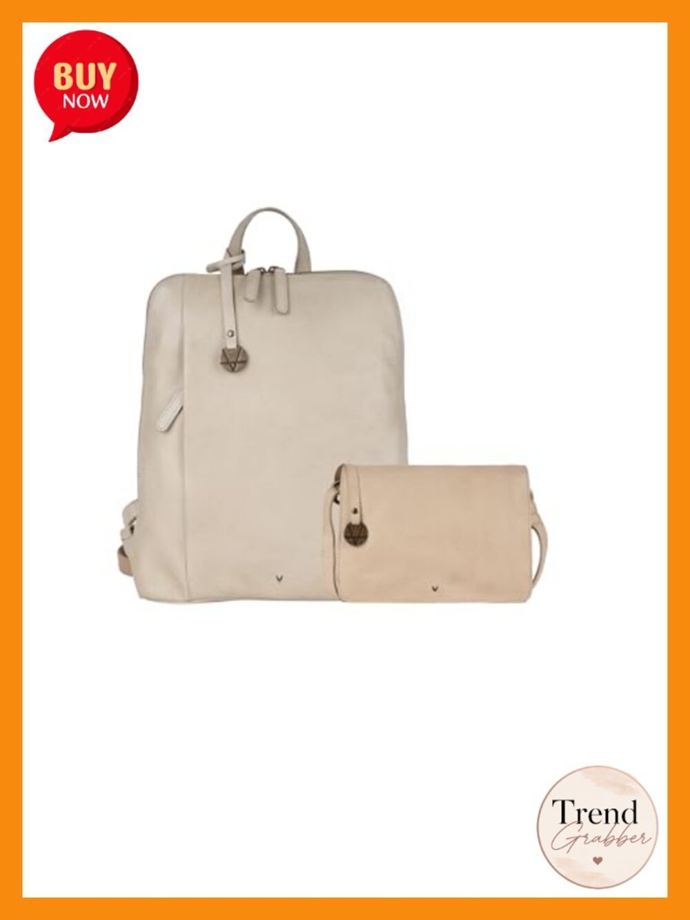 Genuine Leather Backpack & Crossbody Set Adjustable Straps Travel